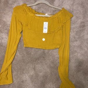 Long sleeve off the shoulder cropped top